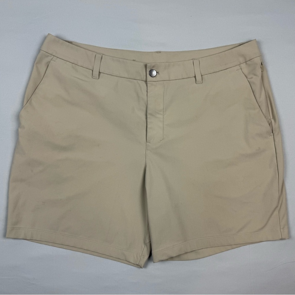 lululemon athletica Men's Flat Front Shorts in Beige